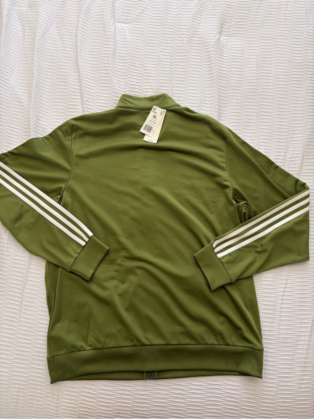 adidas Olive Green Track Jacket with White Stripes - Picture 3 of 3